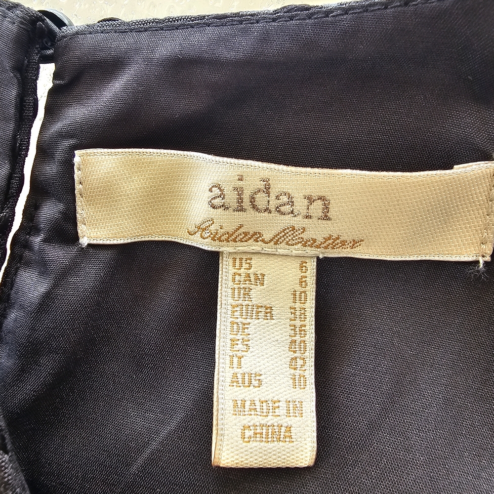 Aidan Mattox Black Textured High Low Cocktail Dress Party Evening Size 6 - Picture 7 of 14